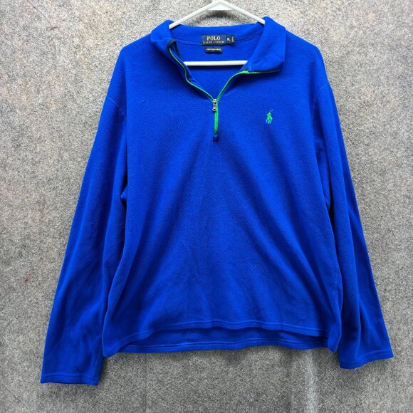 Polo Ralph Lauren Pullover Womens XL Royal Blue 1/4 Zip Pony Performance Sweater - Picture 1 of 10
